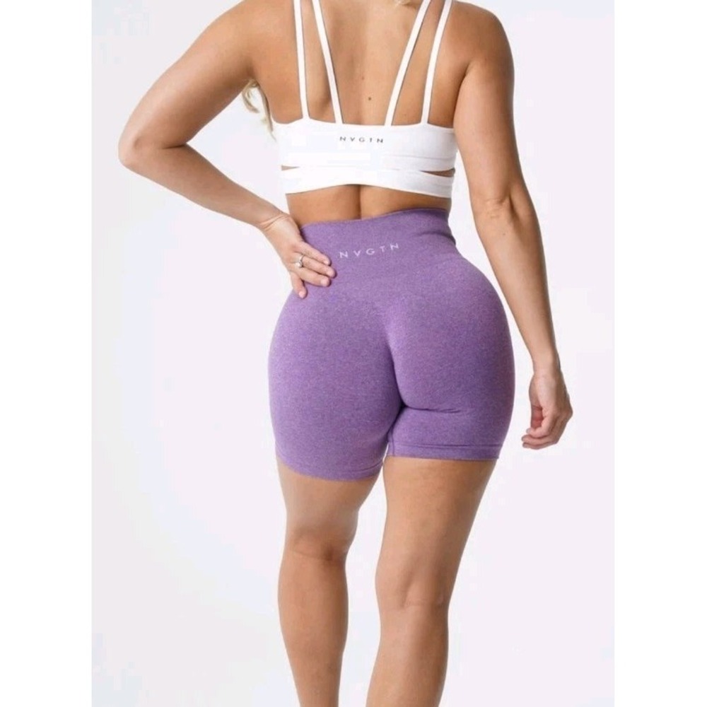 NVGTN Biker Shorts Women's Sz S Pink Purple Solid‎ High Rise Gym Stretch NWOT